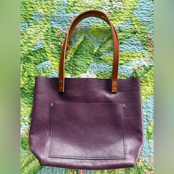 Portland Leather Goods Plum Leather Tote Bag - Picture 2 of 3